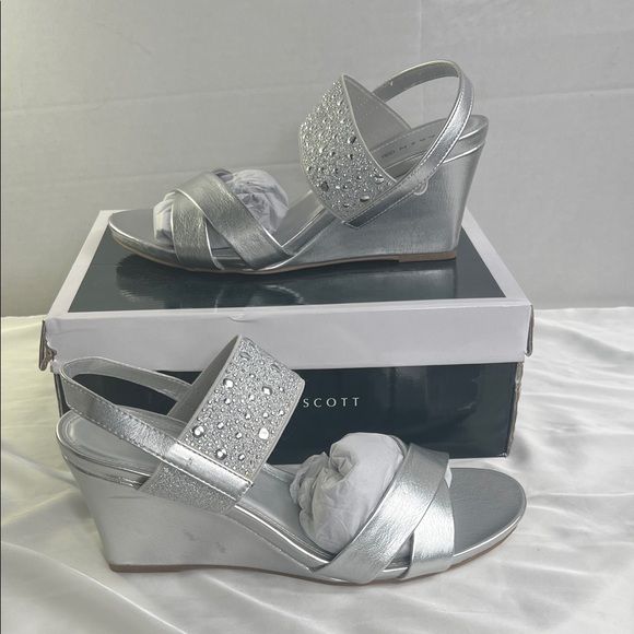 Karen Scott Shoes - Karen Scott Parrisa Silver Wedge Sandals Women’s 10 M New with Box